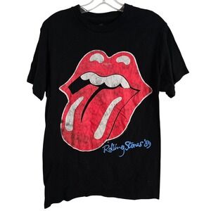 The Rolling Stones Graphic T-Shirt Men's Medium Black 1989 Tour‎ Logo Distressed